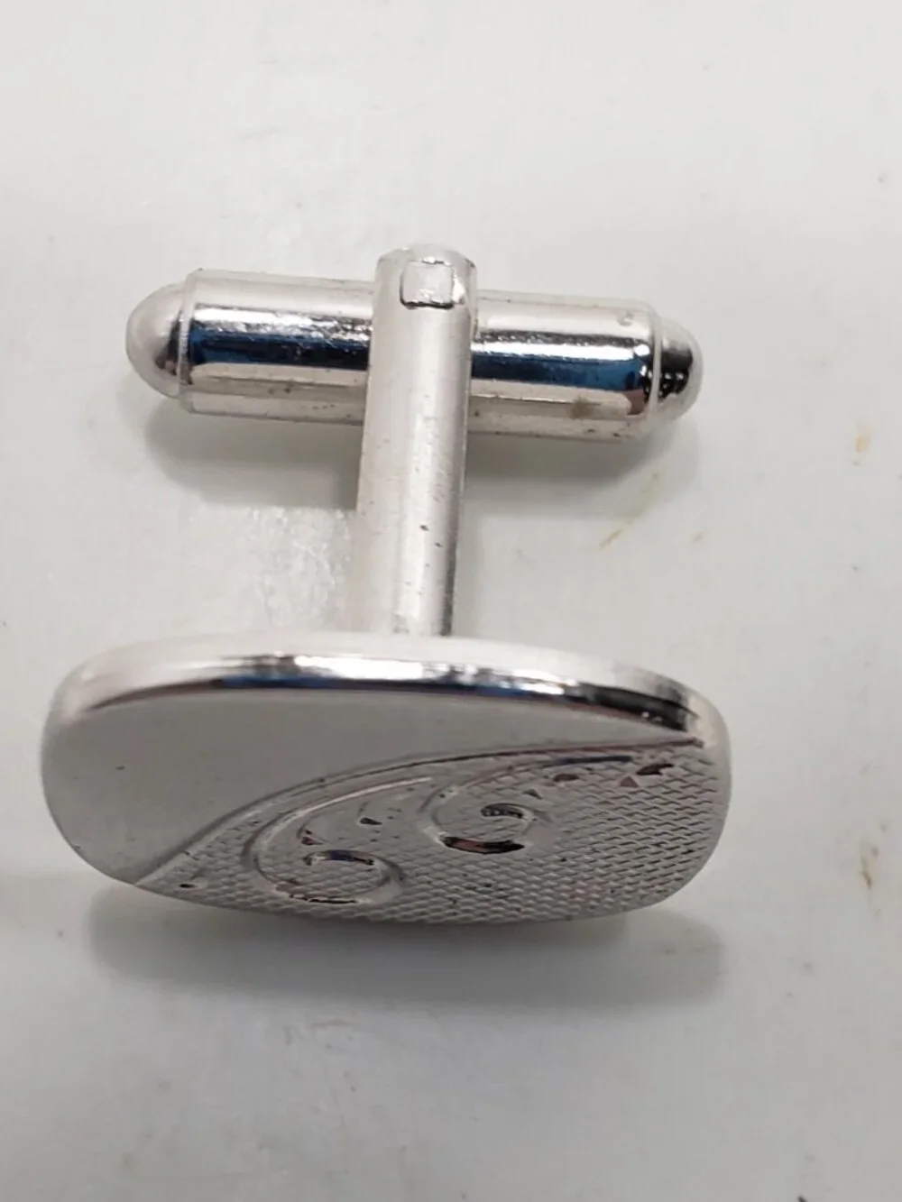 Vintage Silver Tone Swirl Engraved Cufflinks Formal Wedding Mens Jewelry